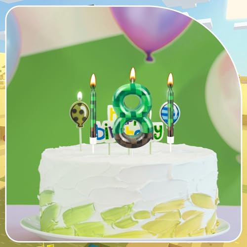 13 Pcs Dynamite Candles 12 TNT Themed Birthday Cake Candles and Number 8 Candle Cake Topper for Pixel Theme Birthday Party Anniversary Party Dynamite Theme Party Video Game Party Supplies (13 Count)