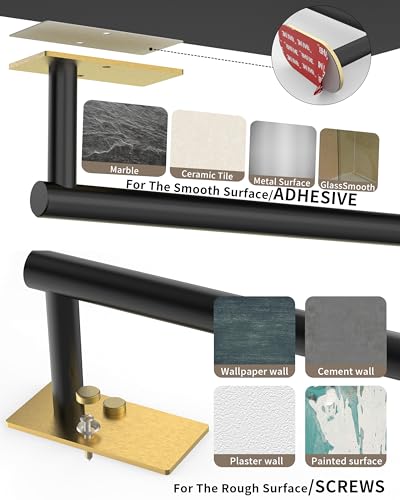 Paper Towel Holder Under Cabinet Self Adhesive Black & Gold