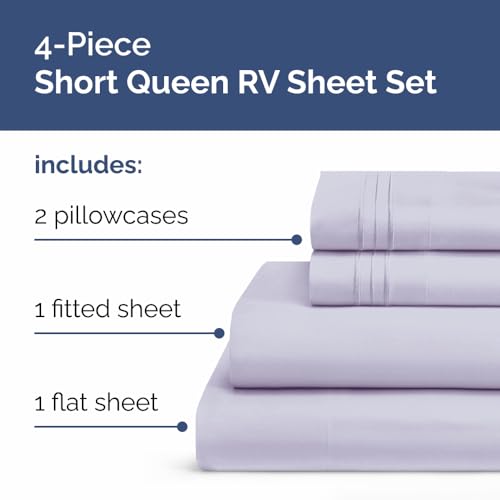 Short Queen Size 4 Piece Bed Sheet Set (33 - Light Lavender / Short Queen)