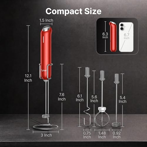 InstaWhisk Milk Frother with Variable Speed (Red / Rechargeable)