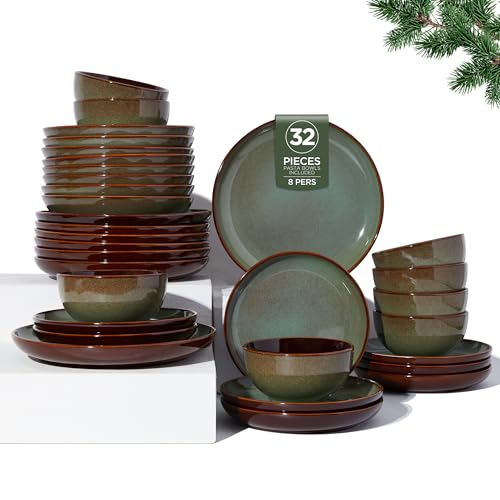 Ceramic Dinnerware Sets for 8 (Sage Green / Set (32pcs))