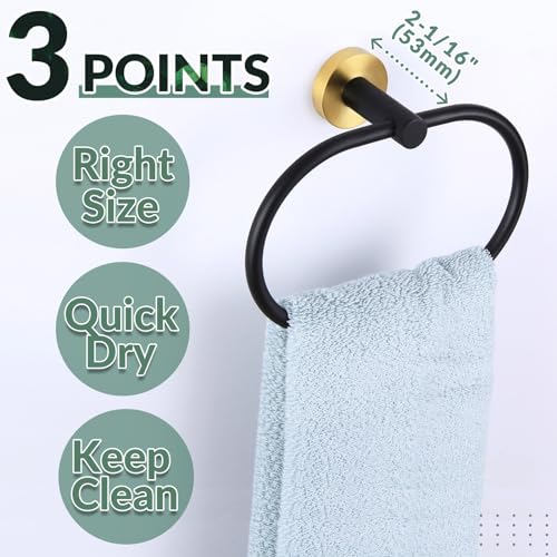 Hand Towel Holder for Bathroom Sink (Black & Gold)