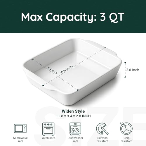 HOMBENE 3 QT Wide Ceramic Baking Dish