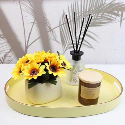 Yellow Plastic Serving Tray for Ottoman (Oval Yellow / 15.5" x 10.6" x 1.4")