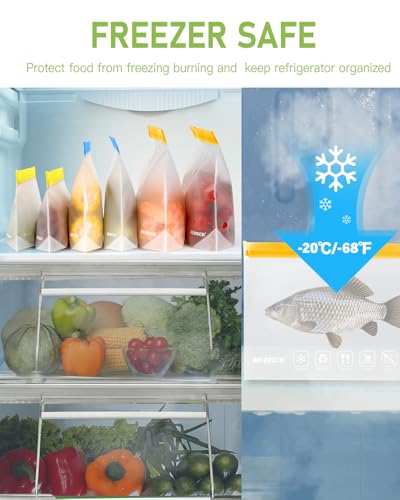 12Pack Food Storage Bags Dishwasher Safe (Multicolor)