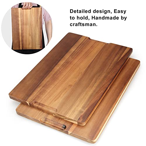 17" Acacia Wood Cutting Boards for Kitchen Meat Large Wooden Chopping Board (17"L x 12"W)