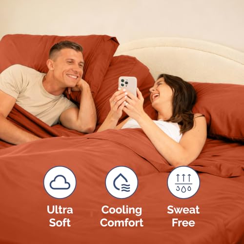 Flex Top Split Head King 4 Piece Sheet Set (26 - Terracotta / Split Head/Flex Top)