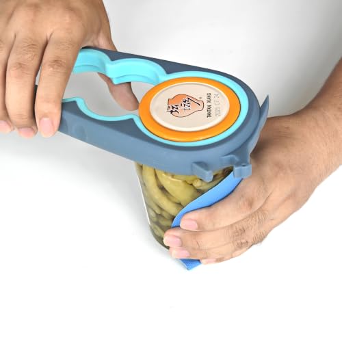 Jar Opener with Gripper Pads for Weak Hands (Blue and Grey)