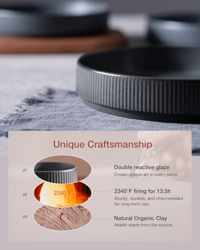 Star 8.25" Pasta Bowls Set of 8 (Dark Charcoal - Full Glaze Matte / 8 Pcs)