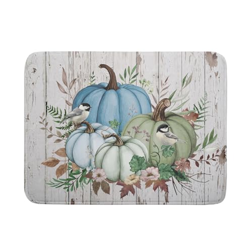 Fall Blue Pumpkin Dish Drying Mat 18x24 inch Autumn Harvest Dish Rack Mats Reversible Microfiber Drainer Pad for Kitchen Countertop Decor (Blue Pumpkin / 18" x 24")