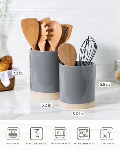 Ceramic Utensil Holder (Dark Gray)