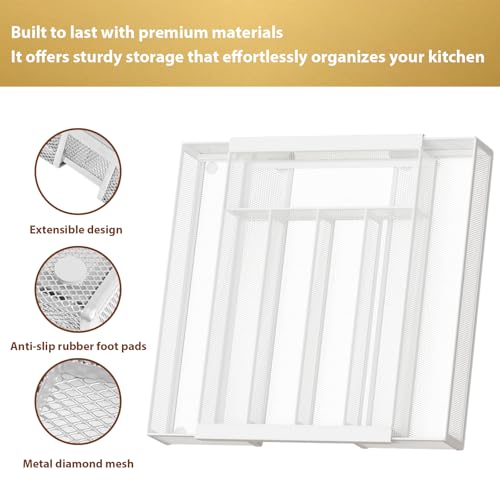 Expandable Kitchen Utensil Organizer (White / Expandable 9.6"~16.1" x 13.8")