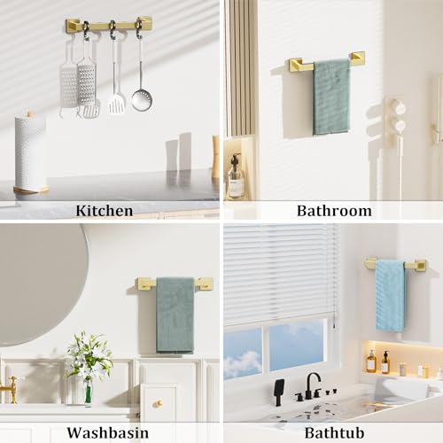 Gold Towel Bar Towel Racks for Bathroom Wall Mount 16 Inch (Single 16 Inch / Golden)