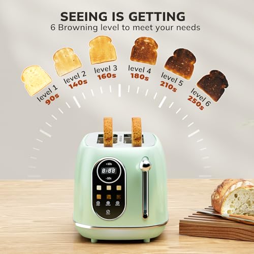 Smart Touch Screen Toaster 2 Slice (Extra Wide Slot / Green)