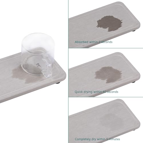 2Pcs Water Absorbent Diatomite Coasters Bathroom Sink Stone Trays (Gray / 8.3" x 3.9")
