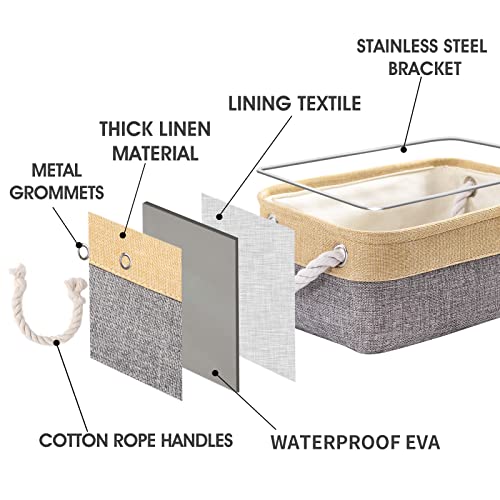 Organization and Storage Bins for Shelves (Golden&Grey / Small-6 Pack)