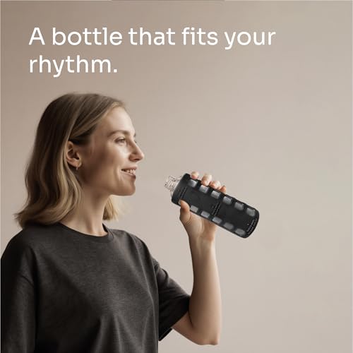 40oz / 32oz / 22oz / 12oz Borosilicate Glass Water Bottle with Time & Volume Markers, Silicone Sleeve, Stainless Steel Lid | Reusable Glass Bottle for Water & Juice (12oz Jet Black) (Jet Black (1 Count) / 12 Ounces)