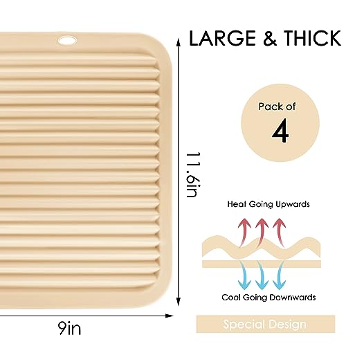 4 Pack Beige Silicone Trivets For Hot Dishes