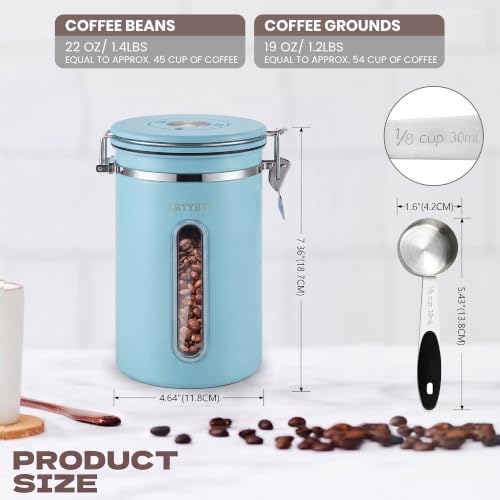 22 OZ Airtight Coffee Canister Stainless Steel (Blue / 22 oz)
