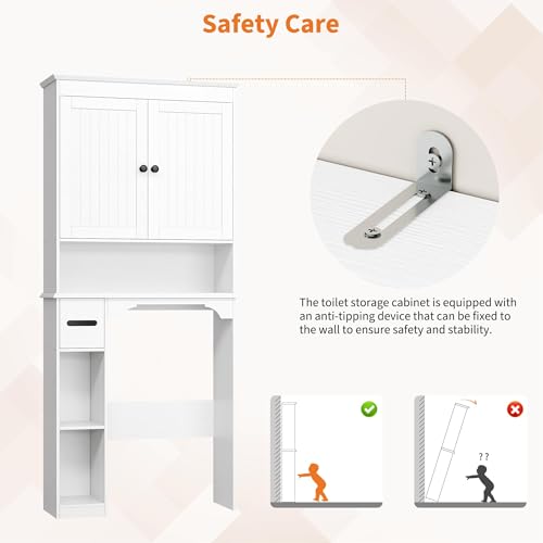 23.6 Inches Wide Toilet Rack with Over The Toilet Storage Cabinet (White 30"w)
