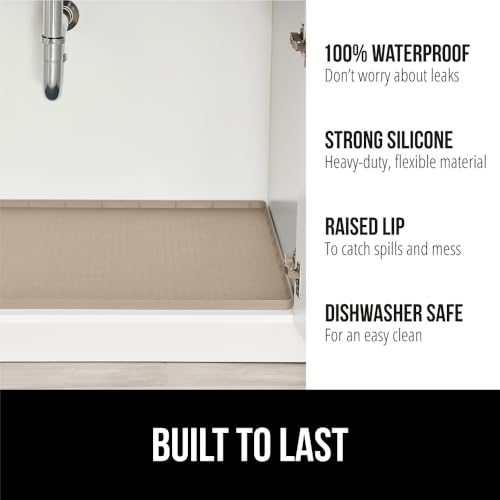 Waterproof Silicone Under Sink Mat (Beige / 19"w X 34"l)