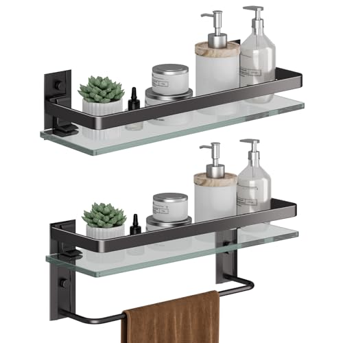 Bathroom Shelves Wall Mounted (Black / Combo Set)