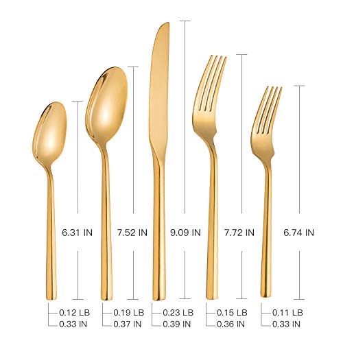 Gold Silverware with Hexagon Handle 65 (Gold / 65 Pcs)