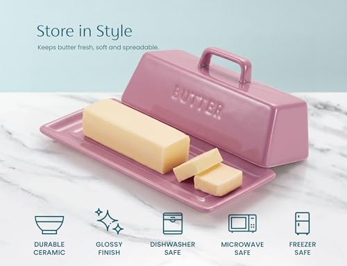Ceramic Butter Dish with Lid (Dusty Rose)