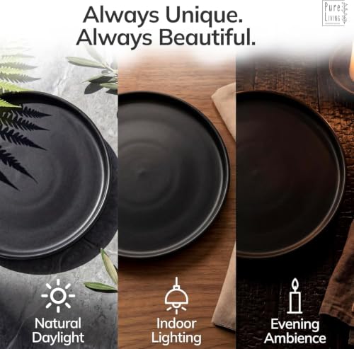12 Piece Black Dinnerware Set for 4 (Matte Black / Set for 4 (12pcs))