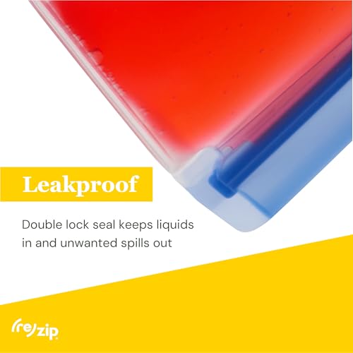 re) zip Reusable Half Gallon Freezer Food Storage Bags, Leakproof, 4-Pack (Half Gallon (Clear))