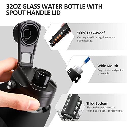 24oz Glass Water Bottle (Black / 24 Ounces)