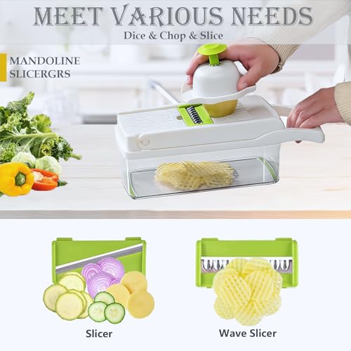 Vegetable Chopper Mandoline Slicer Home Kitchen Appliance Essential Gadget (White)