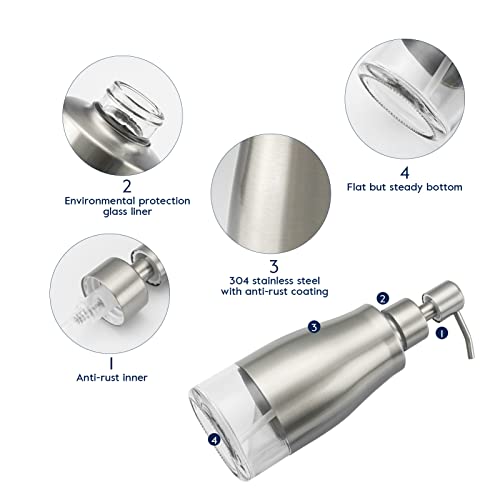 2 Pack Soap Dispenser with Coaster and Stickers (Brushed Nickel 2)