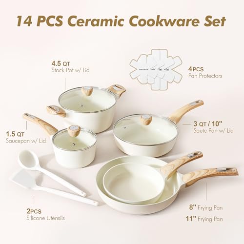 Ceramic Cookware Sets (Granite Ceramic White)