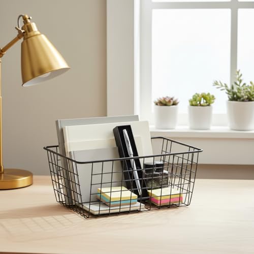 Metal Black Large Wire Basket Food Storage Organizer (Black / 2-Large)