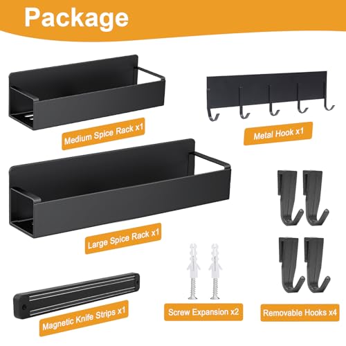 4 Pack Magnetic Spice Rack for Refrigerator (Black / 4Pack-2)