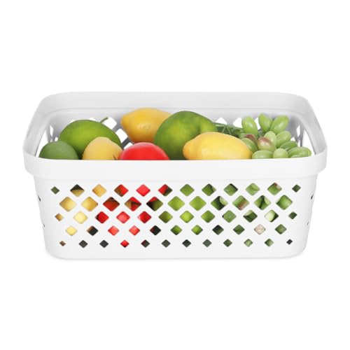 Plastic Storage Basket Set (White / 2 Gallon)