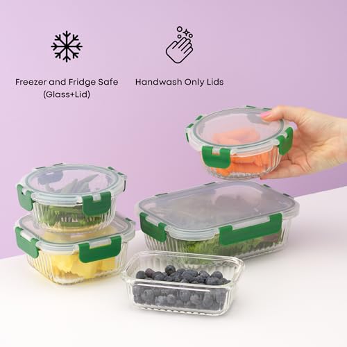 24pc Borosilicate Glass Storage Containers with Lids (Green)