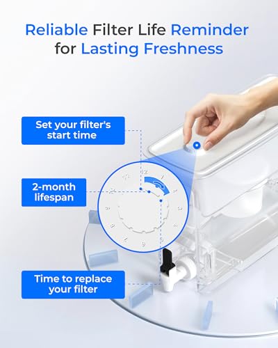 WFD-02W 35-Cup Water Filter Dispenser, Fluoride Reduction, White (White)