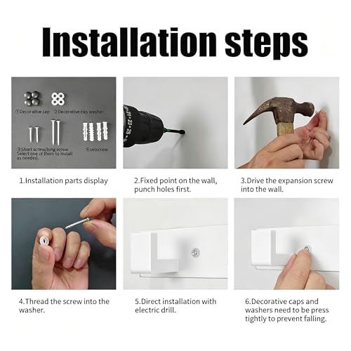 Stainless Steel Wall Coat Rack (White / 3 "L" Hooks, 1PACK)