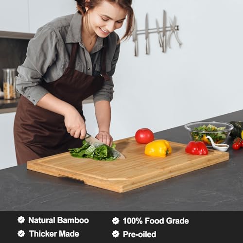 24 x 18 Extra Large Bamboo Serving Boards for Kitchen (Natural / 24"L x 18"W)