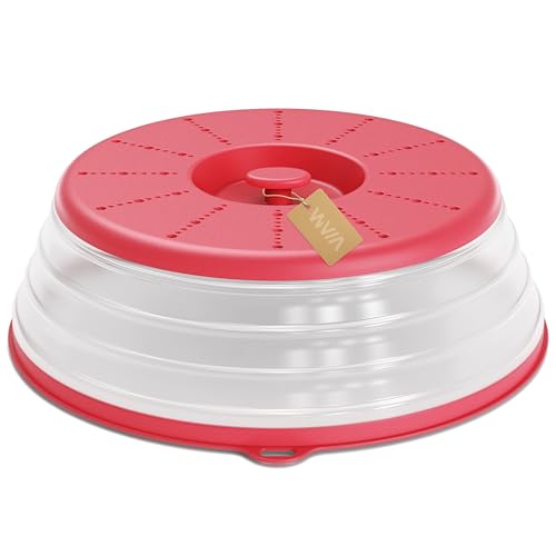 Microwave Splatter Cover Vented for Food with Hook Hole (Red / M(11"x3.26")-Pack of 1)