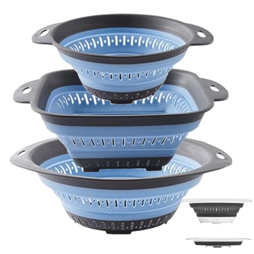 Collapsible Colander and Strainer (1.3L+2.1L+2.5L / Blue)