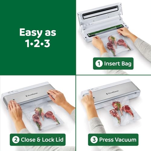 PowerVac Compact Vacuum Sealing Machine Stainless Steel & Black Vertical Storage VS0150 (Black)