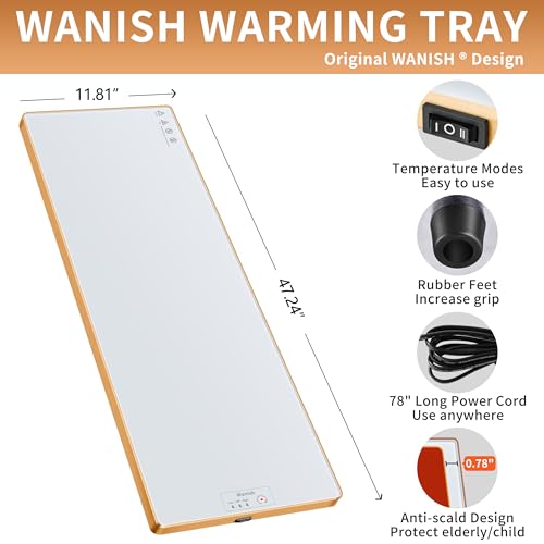 Electric Warming Tray (White / Extra Long 47.24"x11.81")