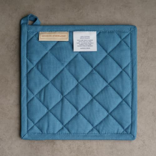 Pot Holders 100% Cotton Potholders (037 - Equinoxe - Grey / 8" x 8" (Pot Holder Pack of 2))