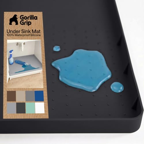 Waterproof Silicone Under Sink Mat (Black / 34"w X 22"l)