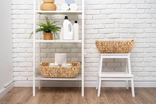 Water Hyacinth Storage Baskets with Wooden Handles