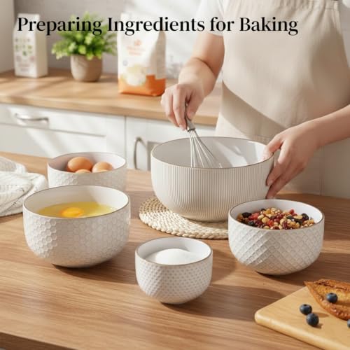 Ceramic Mixing Bowls Set of 4 (Off-White / Set of 4)