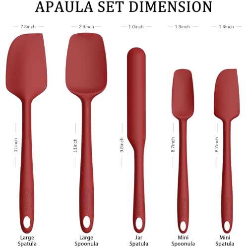Silicone Spatula Set of 5 (Pure Red)